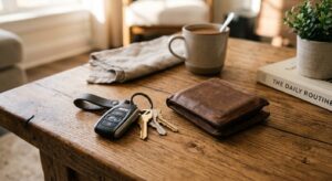 car keys and wallet representing credit score and Castle Rock auto insurance rates