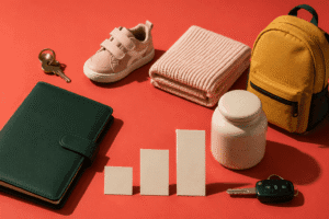 Household items representing housing, children, transportation, savings, and future expenses used to estimate life insurance needs.